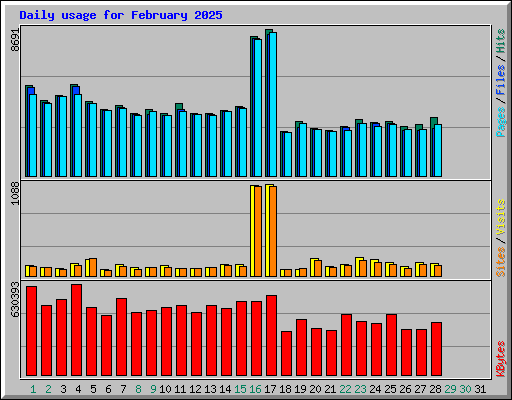 Daily usage for February 2025